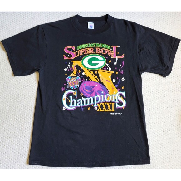 VINTAGE Logo 7 Green Bay Packers 1997 Super Bowl Champions T-Shirt EUC, L - Picture 2 of 4